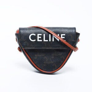 Celine Triangle Bag Logo Mini Shoulder Brown WS11285